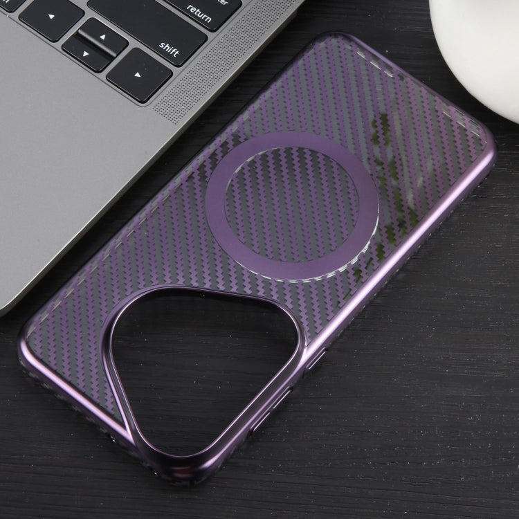 For Huawei Pura 70 Pro /70 Pro+ 6D Plated Carbon Fiber Clear Magsafe PC Phone Case(Aurora Purple)