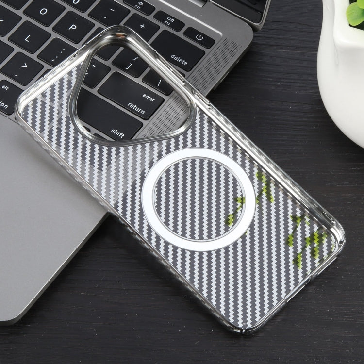 For Huawei Pura 70 Pro /70 Pro+ 6D Plated Carbon Fiber Clear Magsafe PC Phone Case(Titanium Grey)