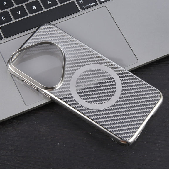 For Huawei Pura 70 Pro /70 Pro+ 6D Plated Carbon Fiber Clear Magsafe PC Phone Case(Titanium Grey)