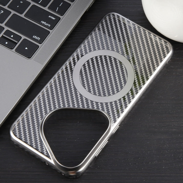For Huawei Pura 70 Pro /70 Pro+ 6D Plated Carbon Fiber Clear Magsafe PC Phone Case(Titanium Grey)