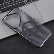For Huawei Pura 70 Pro /70 Pro+ 6D Plated Carbon Fiber Clear Magsafe PC Phone Case(Starry Black)