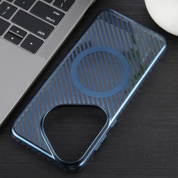 For Huawei Pura 70 Pro /70 Pro+ 6D Plated Carbon Fiber Clear Magsafe PC Phone Case(Dream Blue)