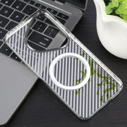 For Huawei Pura 70 6D Plated Carbon Fiber Clear Magsafe PC Phone Case(Starlight Silver)