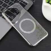 For Huawei Pura 70 6D Plated Carbon Fiber Clear Magsafe PC Phone Case(Titanium Grey)