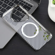 For Huawei Pura 70 6D Plated Carbon Fiber Clear Magsafe PC Phone Case(Titanium Grey)