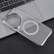 For Huawei Pura 70 6D Plated Carbon Fiber Clear Magsafe PC Phone Case(Titanium Grey)