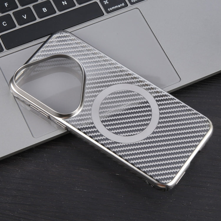 For Huawei Pura 70 6D Plated Carbon Fiber Clear Magsafe PC Phone Case(Titanium Grey)