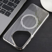 For Huawei Pura 70 6D Plated Carbon Fiber Clear Magsafe PC Phone Case(Titanium Grey)