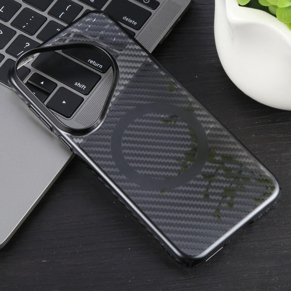 For Huawei Pura 70 6D Plated Carbon Fiber Clear Magsafe PC Phone Case(Starry Black)