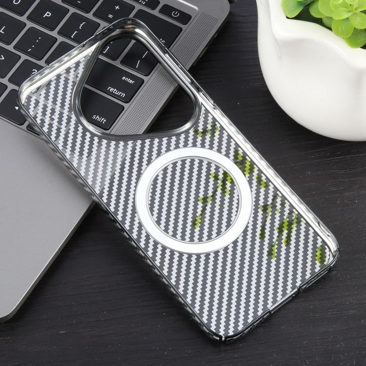 For Huawei Pura 70 6D Plated Carbon Fiber Clear Magsafe PC Phone Case(Starry Black)