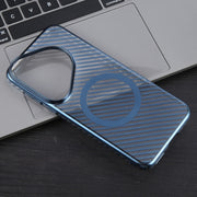 For Huawei Pura 70 6D Plated Carbon Fiber Clear Magsafe PC Phone Case(Dream Blue)