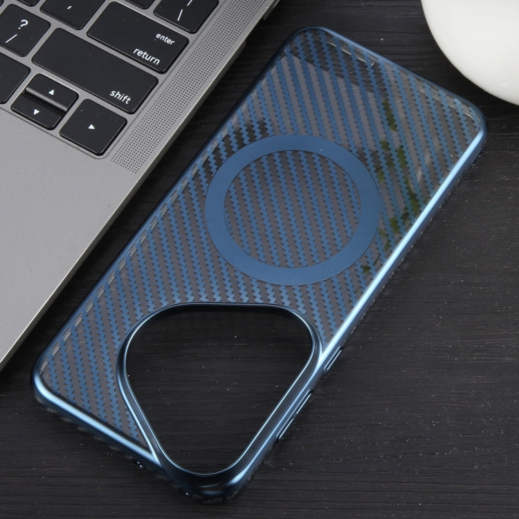 For Huawei Pura 70 6D Plated Carbon Fiber Clear Magsafe PC Phone Case(Dream Blue)
