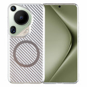 For Huawei Pura 70 Ultra 6D Plated Carbon Fiber Clear Magsafe PC Phone Case(Starlight Silver)