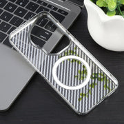 For Huawei Pura 70 Ultra 6D Plated Carbon Fiber Clear Magsafe PC Phone Case(Starlight Silver)