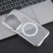 For Huawei Pura 70 Ultra 6D Plated Carbon Fiber Clear Magsafe PC Phone Case(Starlight Silver)