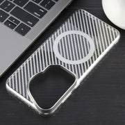 For Huawei Pura 70 Ultra 6D Plated Carbon Fiber Clear Magsafe PC Phone Case(Starlight Silver)