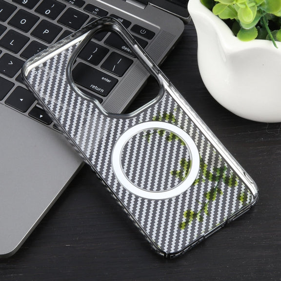 For Huawei Pura 70 Ultra 6D Plated Carbon Fiber Clear Magsafe PC Phone Case(Aurora Purple)