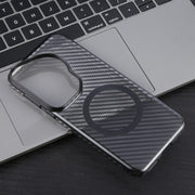 For Huawei Pura 70 Ultra 6D Plated Carbon Fiber Clear Magsafe PC Phone Case(Aurora Purple)