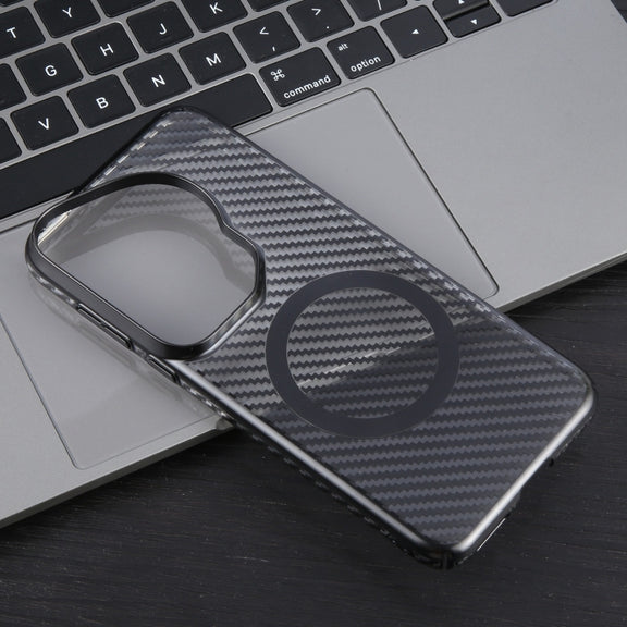 For Huawei Pura 70 Ultra 6D Plated Carbon Fiber Clear Magsafe PC Phone Case(Aurora Purple)