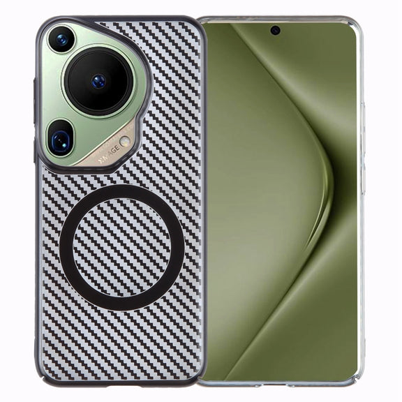 For Huawei Pura 70 Ultra 6D Plated Carbon Fiber Clear Magsafe PC Phone Case(Aurora Purple)