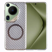 For Huawei Pura 70 Ultra 6D Plated Carbon Fiber Clear Magsafe PC Phone Case(Titanium Grey)