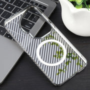 For Huawei Pura 70 Ultra 6D Plated Carbon Fiber Clear Magsafe PC Phone Case(Titanium Grey)