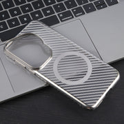 For Huawei Pura 70 Ultra 6D Plated Carbon Fiber Clear Magsafe PC Phone Case(Titanium Grey)