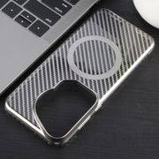 For Huawei Pura 70 Ultra 6D Plated Carbon Fiber Clear Magsafe PC Phone Case(Titanium Grey)