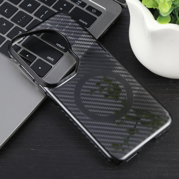 For Huawei Pura 70 Ultra 6D Plated Carbon Fiber Clear Magsafe PC Phone Case(Starry Black)