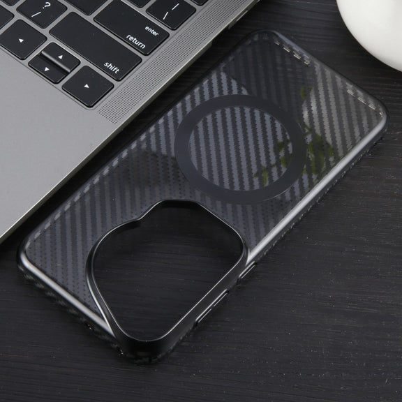 For Huawei Pura 70 Ultra 6D Plated Carbon Fiber Clear Magsafe PC Phone Case(Starry Black)