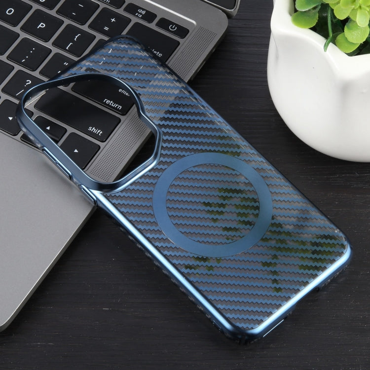 For Huawei Pura 70 Ultra 6D Plated Carbon Fiber Clear Magsafe PC Phone Case(Dream Blue)