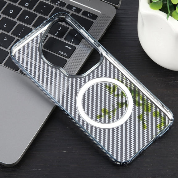 For Huawei Pura 70 Ultra 6D Plated Carbon Fiber Clear Magsafe PC Phone Case(Dream Blue)