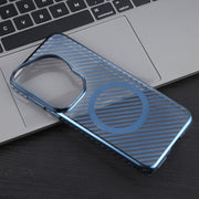 For Huawei Pura 70 Ultra 6D Plated Carbon Fiber Clear Magsafe PC Phone Case(Dream Blue)