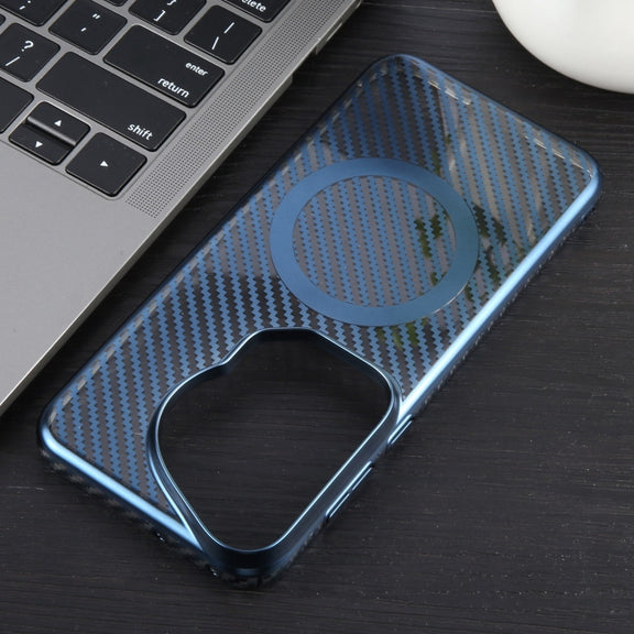 For Huawei Pura 70 Ultra 6D Plated Carbon Fiber Clear Magsafe PC Phone Case(Dream Blue)