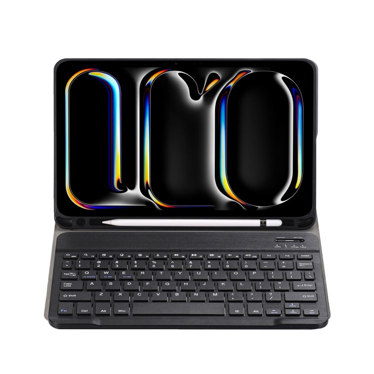 For iPad Pro 11 2024 A13B Lambskin Texture Bluetooth Touch Keyboard Leather Tablet Case with Pen Slot(Dark Blue)