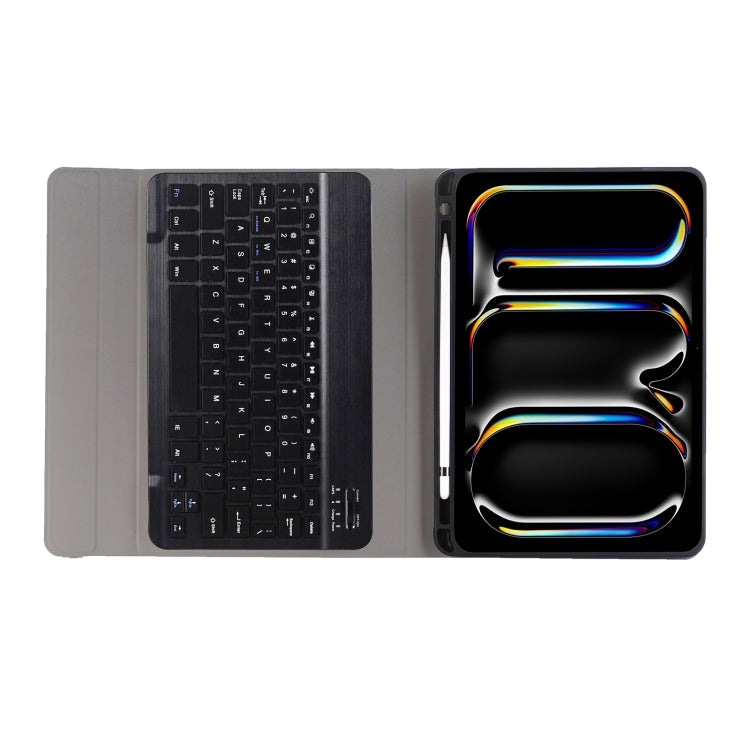 For iPad Pro 11 2024 A13B Lambskin Texture Bluetooth Touch Keyboard Leather Tablet Case with Pen Slot(Dark Blue)
