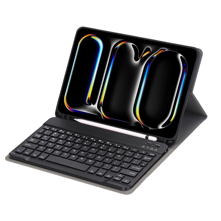 For iPad Pro 11 2024 A13B Lambskin Texture Bluetooth Touch Keyboard Leather Tablet Case with Pen Slot(Dark Blue)