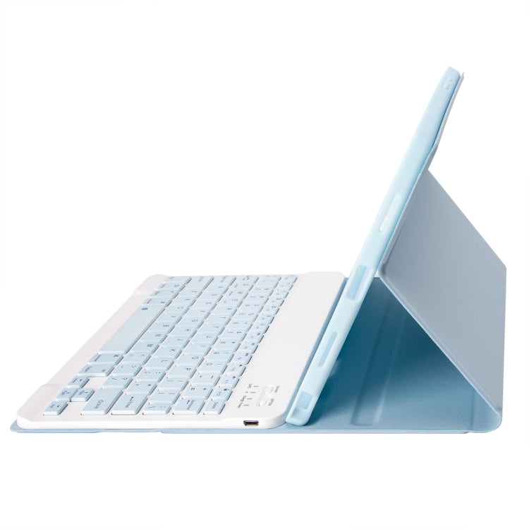 For iPad Pro 11 2024 A13B Lambskin Texture Bluetooth Touch Keyboard Leather Tablet Case with Pen Slot(Light Blue) - For iPad Pro by PMC TechLife | Online Shopping South Africa | PMC TechLife | Buy Now Pay Later Mobicred
