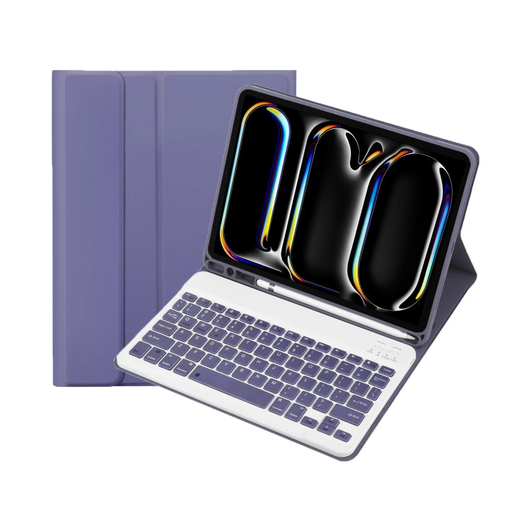 For iPad Pro 11 2024 A13B Lambskin Texture Bluetooth Touch Keyboard Leather Tablet Case with Pen Slot(Purple) - For iPad Pro by PMC TechLife | Online Shopping South Africa | PMC TechLife | Buy Now Pay Later Mobicred