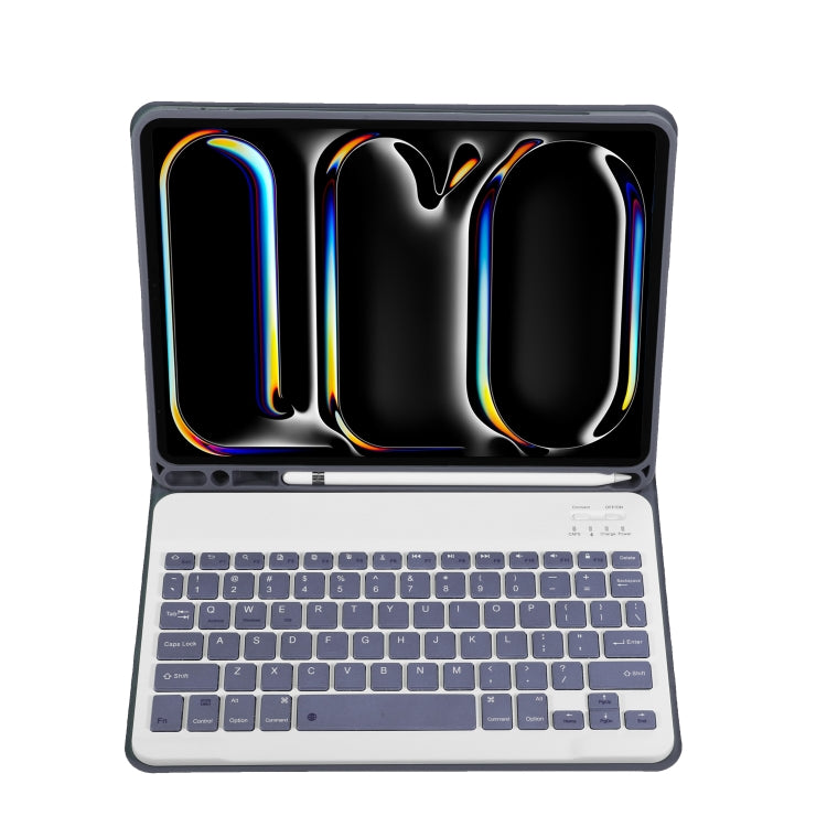 For iPad Pro 11 2024 A13B Lambskin Texture Bluetooth Touch Keyboard Leather Tablet Case with Pen Slot(Purple) - For iPad Pro by PMC TechLife | Online Shopping South Africa | PMC TechLife | Buy Now Pay Later Mobicred