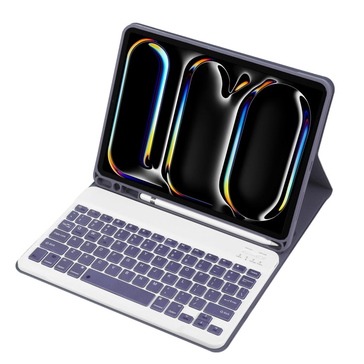 For iPad Pro 11 2024 A13B Lambskin Texture Bluetooth Touch Keyboard Leather Tablet Case with Pen Slot(Purple) - For iPad Pro by PMC TechLife | Online Shopping South Africa | PMC TechLife | Buy Now Pay Later Mobicred