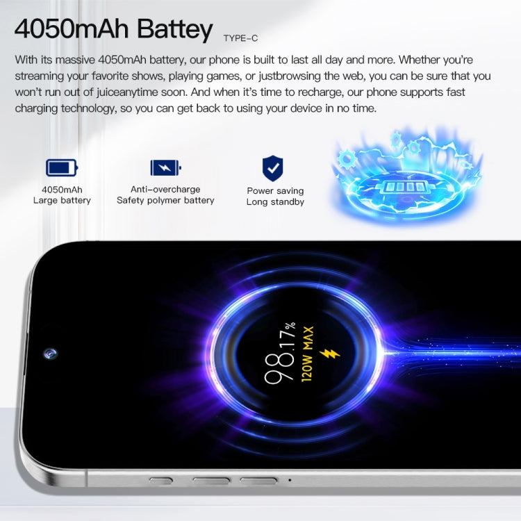 i15 Pro Max / Q5A, 6GB+128GB, 6.5 inch Screen, Face Identification, Android 10 MTK6762 Octa Core, OTG, NFC, Network: 4G, Dual SIM(Titanium Black)