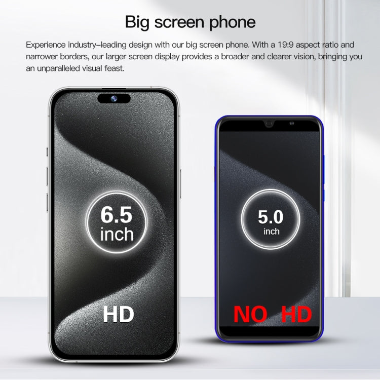 i15 Pro Max / Q5A, 6GB+128GB, 6.5 inch Screen, Face Identification, Android 10 MTK6762 Octa Core, OTG, NFC, Network: 4G, Dual SIM(Titanium Blue)
