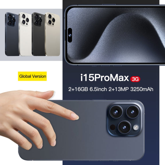 i15 Pro Max / Q5, 2GB+16GB, 6.5 inch Screen, Face Identification, Android 8.1 MTK6580P Quad Core, Network: 3G, Dual SIM(Titanium Blue)