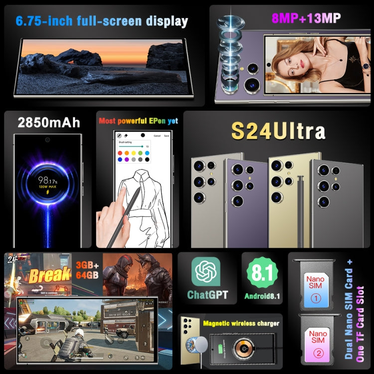 S24 Ultra / L26A, 3GB+64GB, 6.75 inch Screen, Android 8.1 MTK6753 Octa Core, Network: 4G, Dual SIM(Gold) -  by PMC TechLife | Online Shopping South Africa | PMC TechLife | Buy Now Pay Later Mobicred
