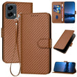 For Motorola Moto G 5G 2024 YX0070 Carbon Fiber Buckle Leather Phone Case with Lanyard(Coffee) - Motorola Cases by PMC Jewellery | Online Shopping South Africa | PMC Jewellery | Buy Now Pay Later Mobicred