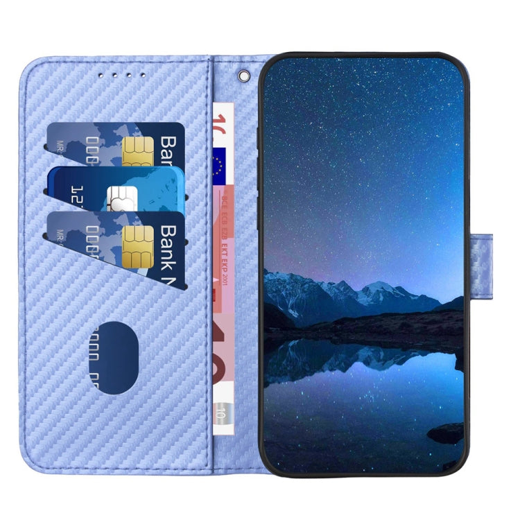 For Motorola Moto G 5G 2024 YX0070 Carbon Fiber Buckle Leather Phone Case with Lanyard(Light Purple)