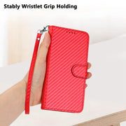 For Motorola Moto G Power 5G 2024 YX0070 Carbon Fiber Buckle Leather Phone Case with Lanyard(Red)