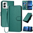 For Motorola Moto G Power 5G 2024 YX0070 Carbon Fiber Buckle Leather Phone Case with Lanyard(Dark Green) - Motorola Cases by PMC Jewellery | Online Shopping South Africa | PMC Jewellery | Buy Now Pay Later Mobicred