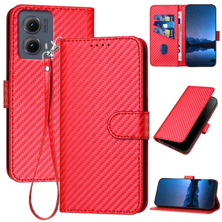 For Motorola Edge 5G 2024 YX0070 Carbon Fiber Buckle Leather Phone Case with Lanyard(Red) - Motorola Cases by PMC Jewellery | Online Shopping South Africa | PMC Jewellery | Buy Now Pay Later Mobicred